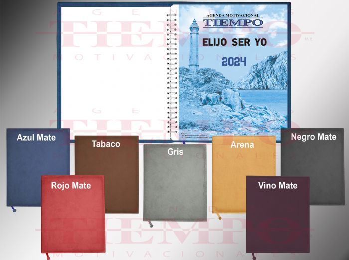 Agenda Motivacional Bilingúe 2024 Carta curpiel